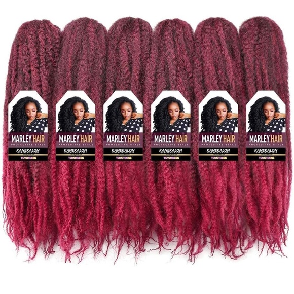 ToyoTress Marley Hair Crochet Braids - 16 Inch 6 Packs T-Bug Burgundy Red , Afro - Picture 5 of 9